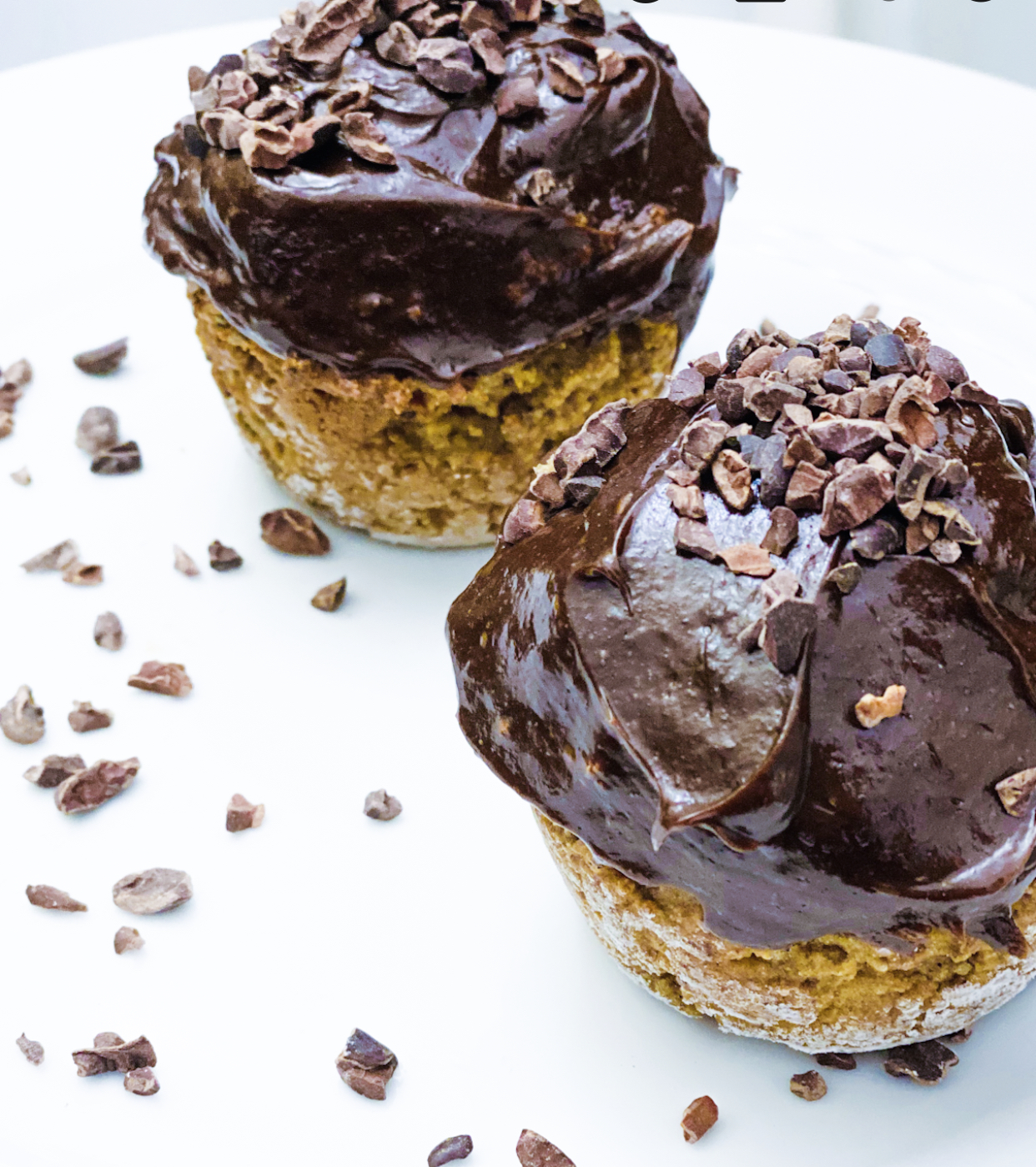 gluten free, dairy free, vegan, refined sugar free breakfast muffin scone with chocolate frosting